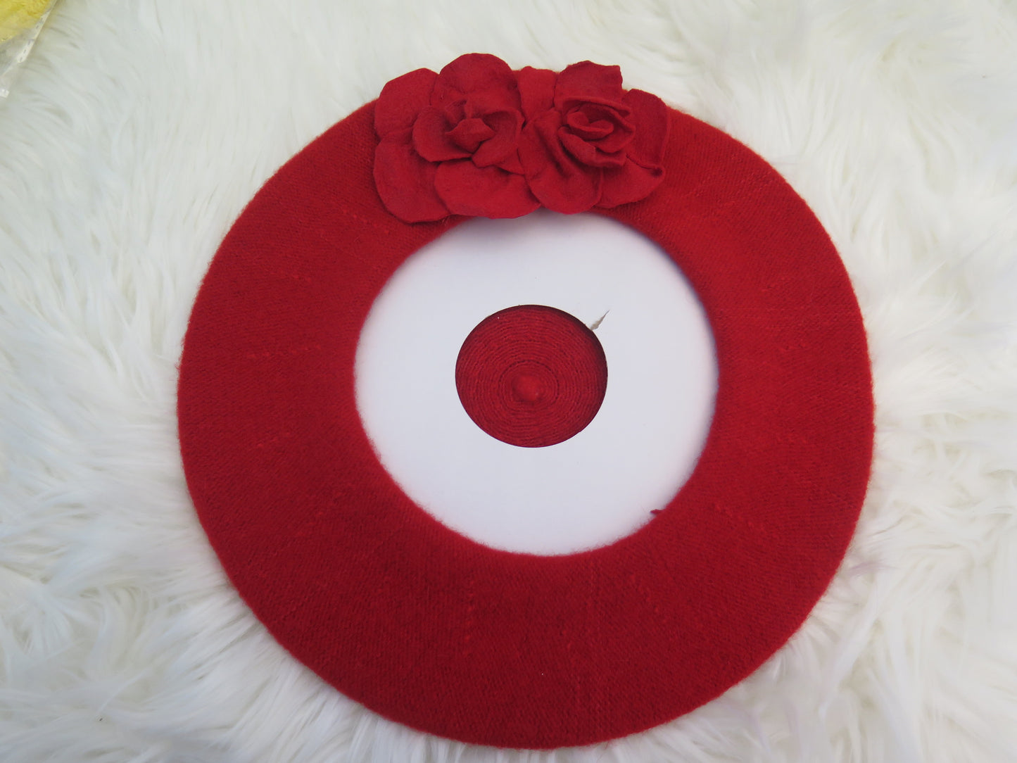 Red French style flower beret for women