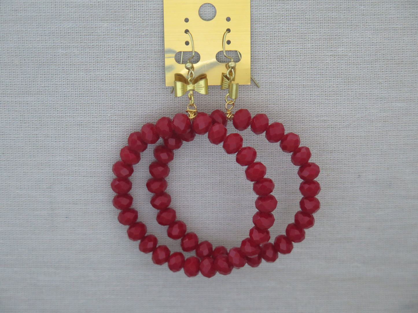 Red bow hoop earrings for women