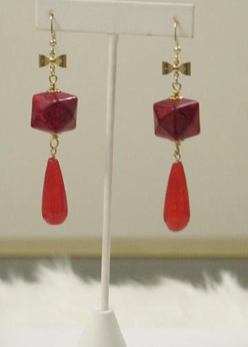 Red Long Teardrop Earrng