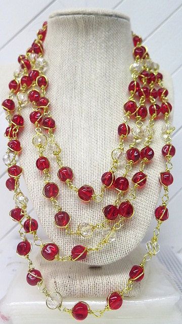 red multilayer necklace