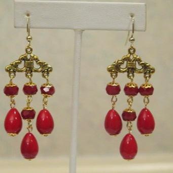 Red Vintage Inspired Earring