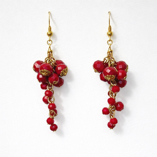Red Grape-Inspired Cluster Drop Earrings for Women