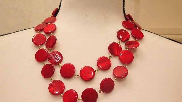 red coin beads necklace