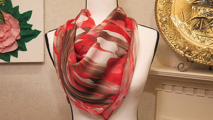 Red colorful scarf styled for women