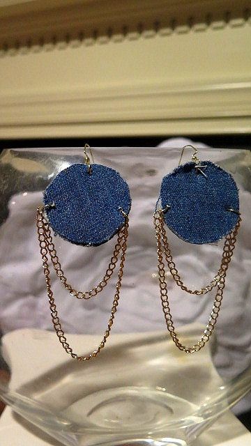 Round chain denim earring for women