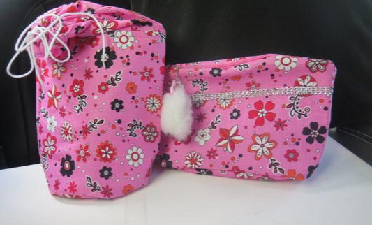 set of pink storage and travel bags