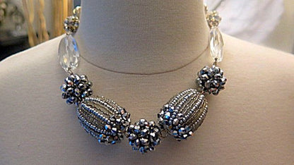 Silver beaded bridal necklace for women