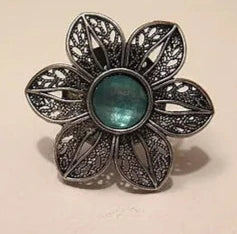 Silver Blue flower ring