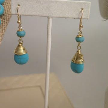 Turquoise wire wrapp earring