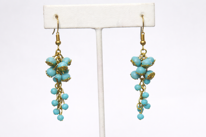Blue Turquoise Grape-Inspired Cluster Earrings for Women