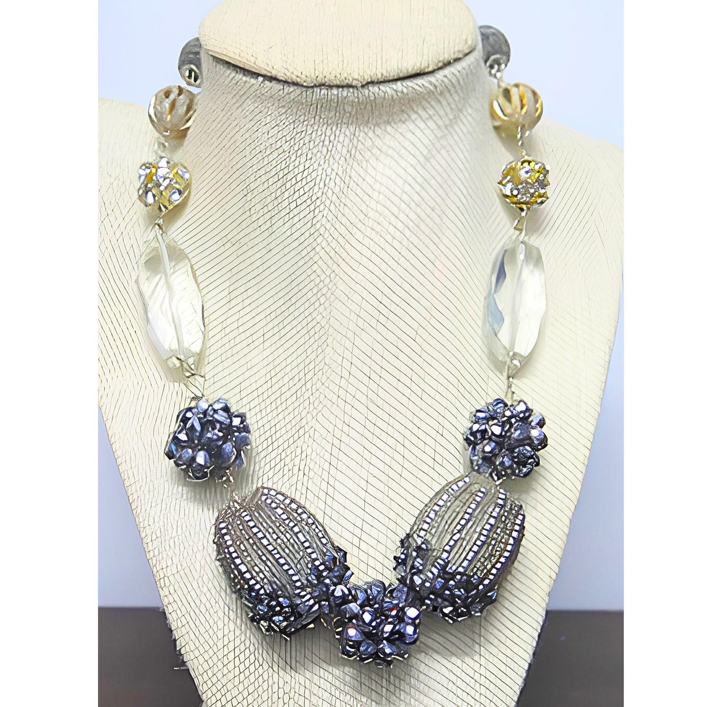 Silver Beaded Bridal Necklace for Women