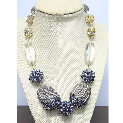 Silver Beaded Bridal Necklace for Women