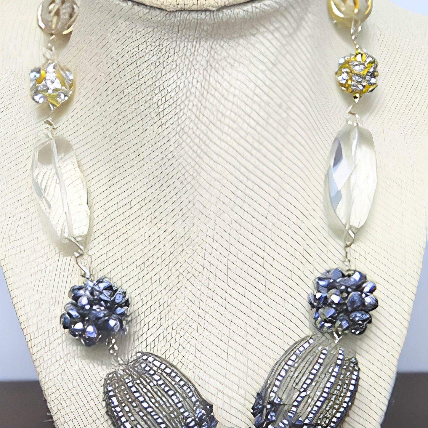 Silver Beaded Bridal Necklace for Women