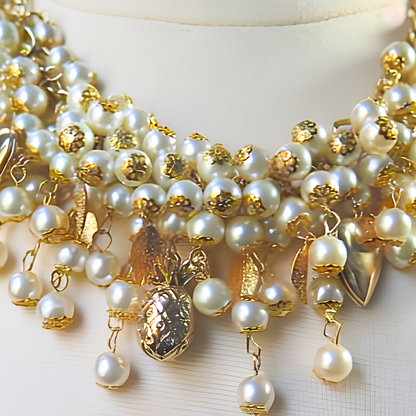 Pearl Grape-Inspired Cluster Gold Necklace for Women
