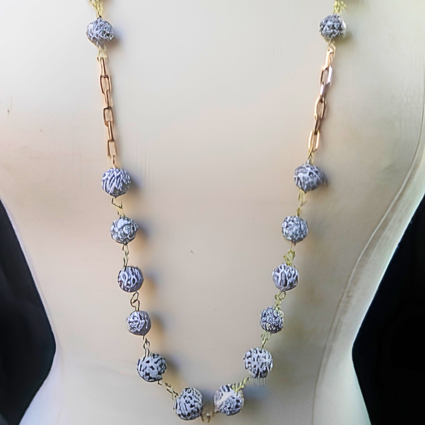 Long Leopard Print Beaded Necklace for Women