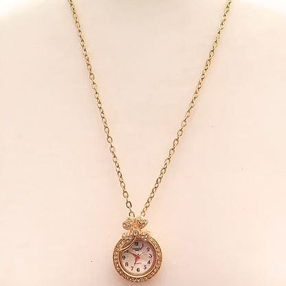 Gold Clock Pendant Statement Necklace for Women