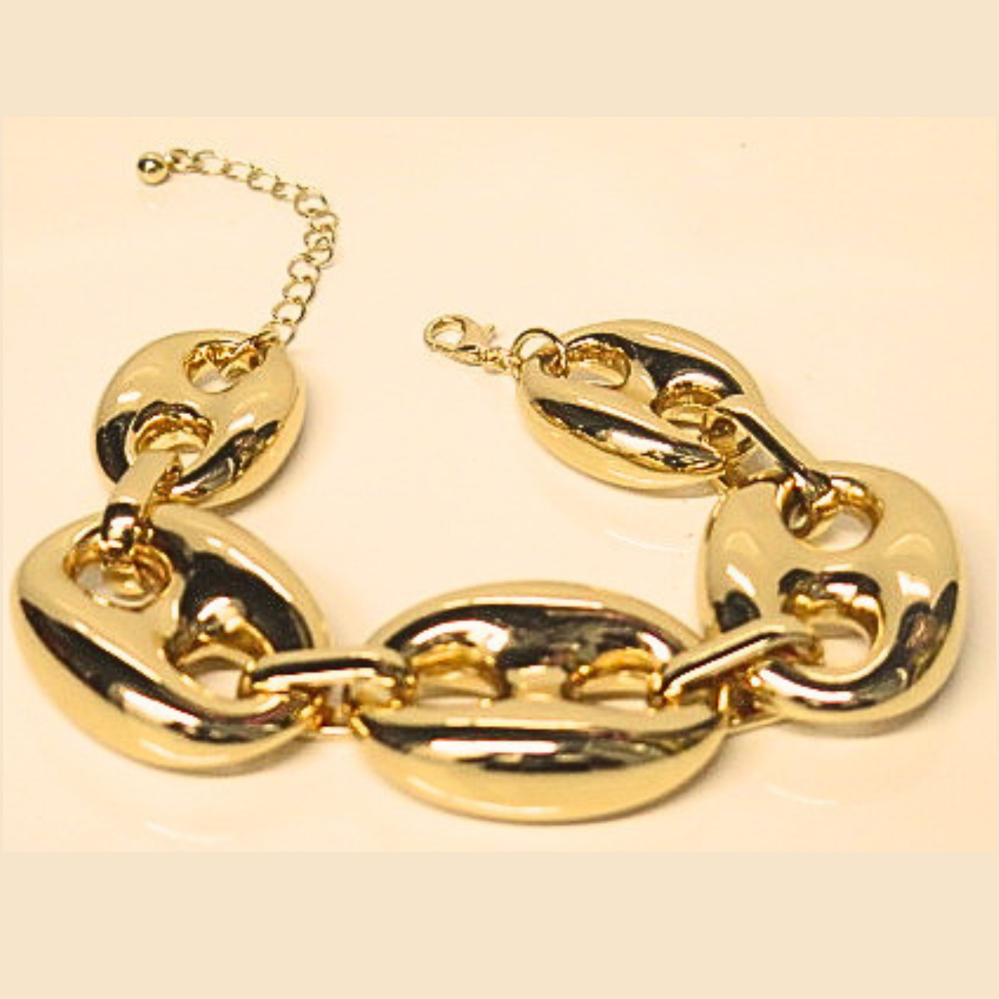 Oversized Gold Tone Mariner Link Bracelet, Graduated Puffy Anchor Chain, Adjustable Chunky Statement Bracelet, Bold Gift for Her