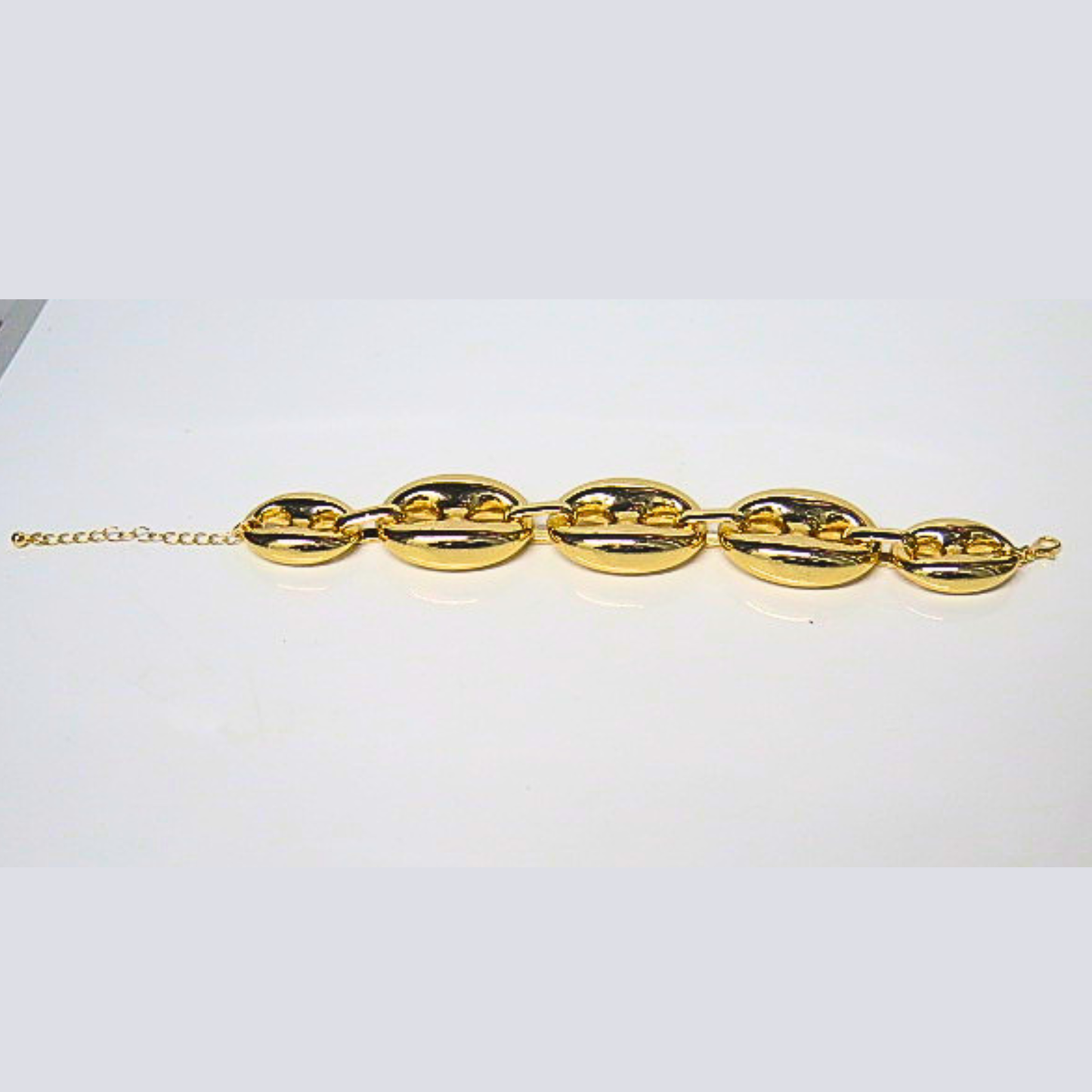 Oversized Gold Tone Mariner Link Bracelet, Graduated Puffy Anchor Chain, Adjustable Chunky Statement Bracelet, Bold Gift for Her