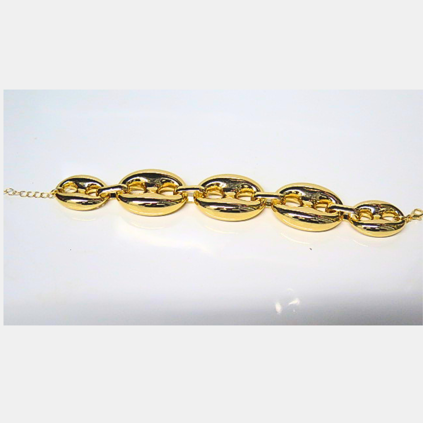 Oversized Gold Tone Mariner Link Bracelet, Graduated Puffy Anchor Chain, Adjustable Chunky Statement Bracelet, Bold Gift for Her