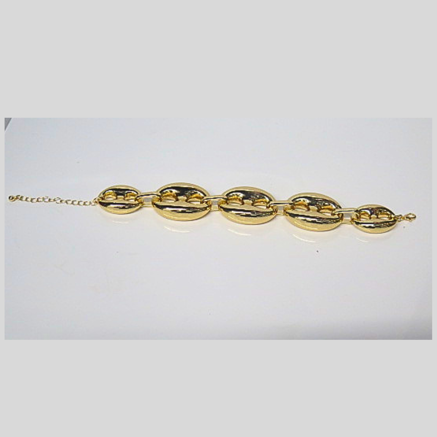 Oversized Gold Tone Mariner Link Bracelet, Graduated Puffy Anchor Chain, Adjustable Chunky Statement Bracelet, Bold Gift for Her