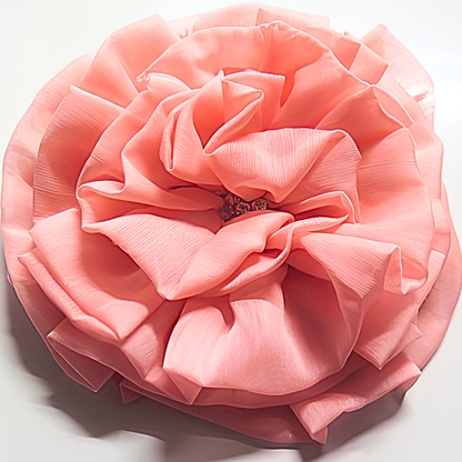 Blush Pink Chiffon Flower Brooch & Hair Clip | 7.5" Oversized Handcrafted Fabric Flower Pin with Rhinestone Center for Women & Special Events