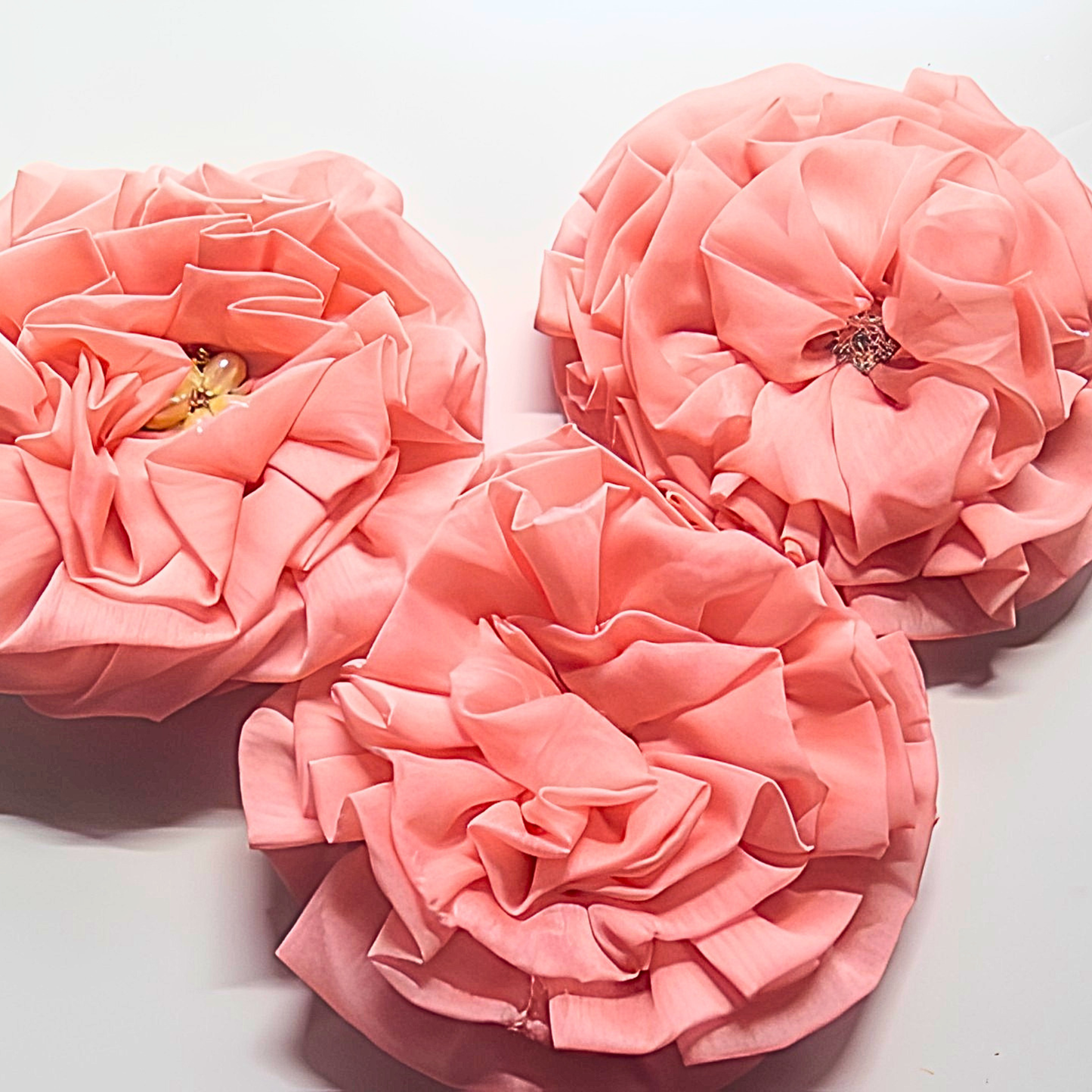 Blush Pink Chiffon Flower Brooch & Hair Clip | 7.5" Oversized Handcrafted Fabric Flower Pin with Rhinestone Center for Women & Special Events