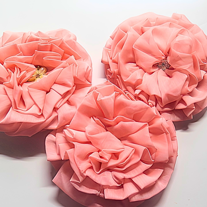 Blush Pink Chiffon Flower Brooch & Hair Clip | 7.5" Oversized Handcrafted Fabric Flower Pin with Rhinestone Center for Women & Special Events