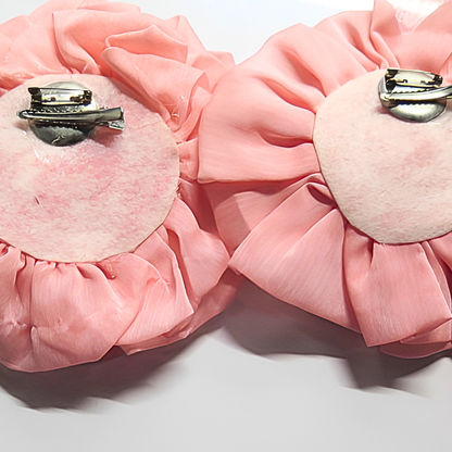 Blush Pink Chiffon Flower Brooch & Hair Clip | 7.5" Oversized Handcrafted Fabric Flower Pin with Rhinestone Center for Women & Special Events