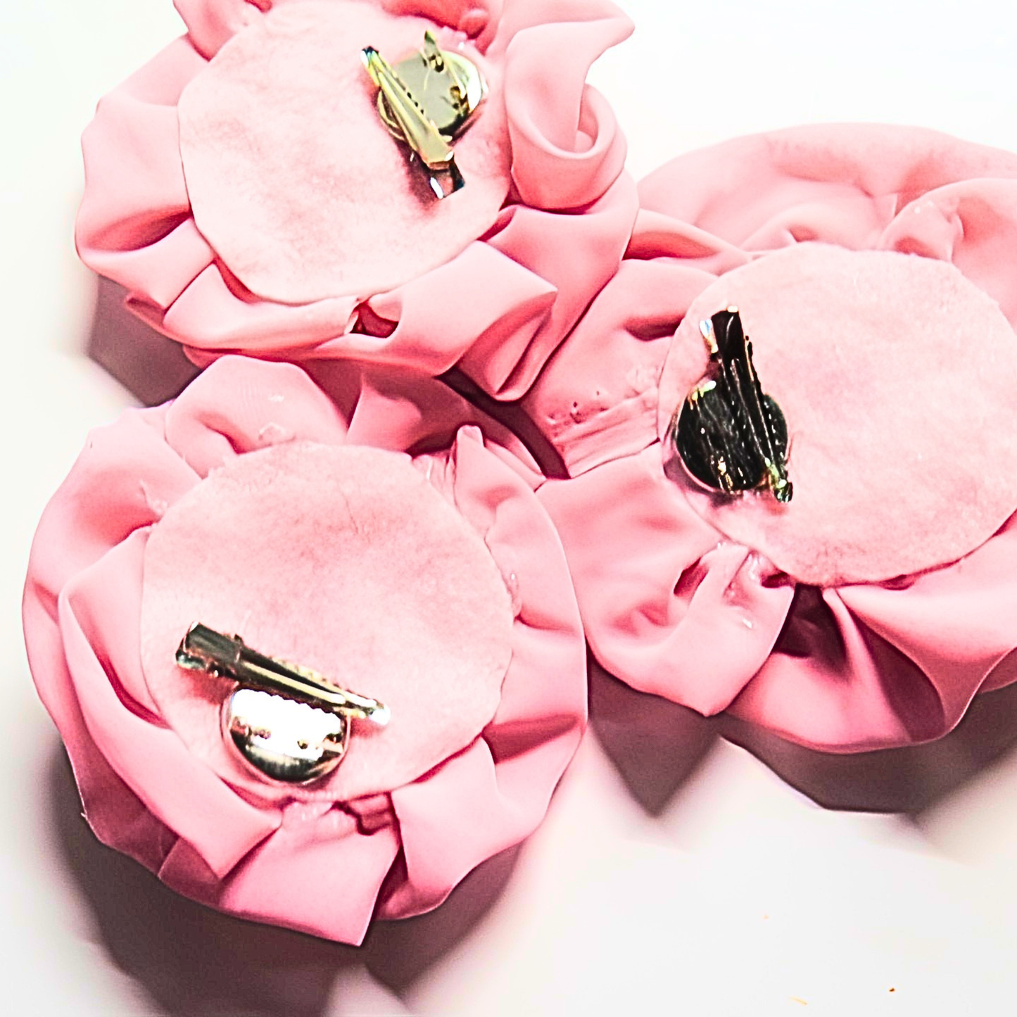Coral Pink Chiffon Flower Brooch & Hair Clip | 5" Handcrafted Fabric Flower Pin with Rose Gold Rhinestone Center for Women, Church & Special Events