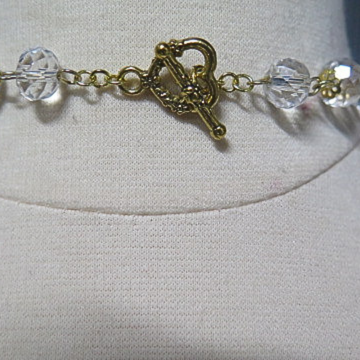 Clear Crystal Graduating Bead Long Necklace | 36" Handcrafted Gold Wire Faceted Crystal Statement Necklace with Heart Toggle Clasp for Women