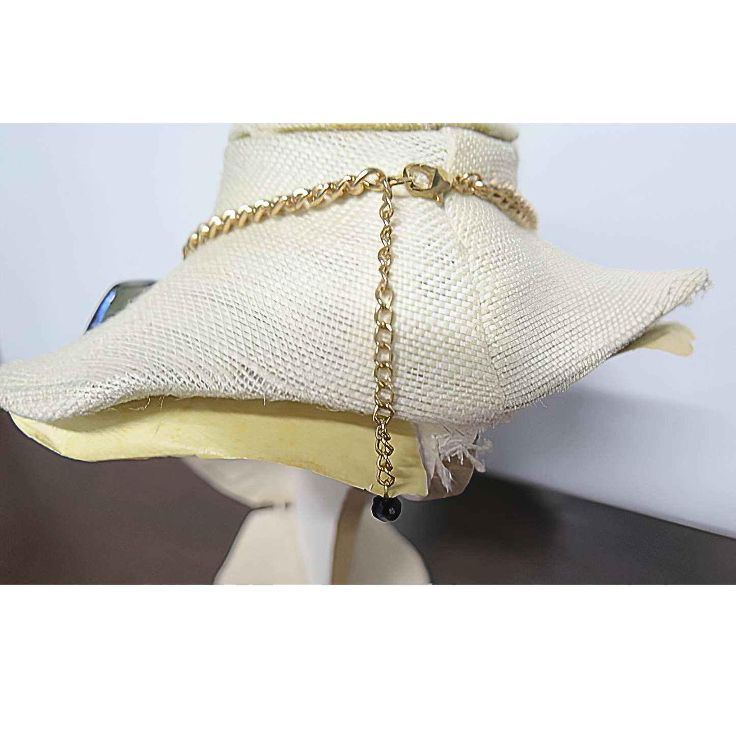 Iridescent Abalone Shell & Cobalt Crystal Bib Necklace | 18" Handcrafted Gold Chain Graduating Shell Collar with Lobster Clasp & 3" Extension