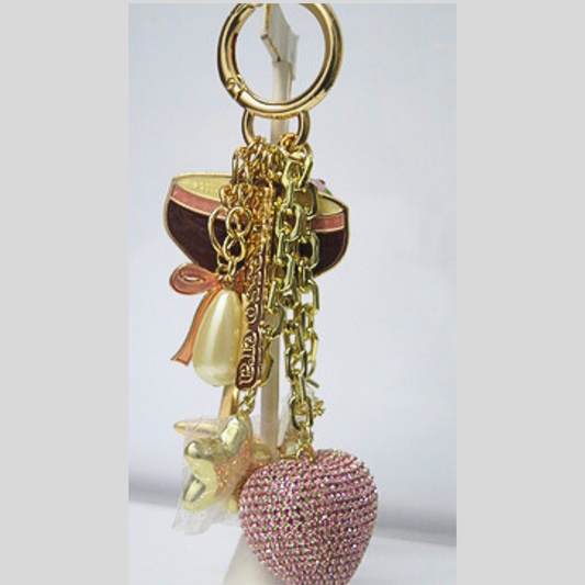 Espresso Martini Bag Charm with Pink Rhinestone Heart, Glam Cocktail Keychain, Coffee Girl Aesthetic Purse Accessory, Sparkling Y2K Bag Clip, Brunch Bestie Gift for Her
