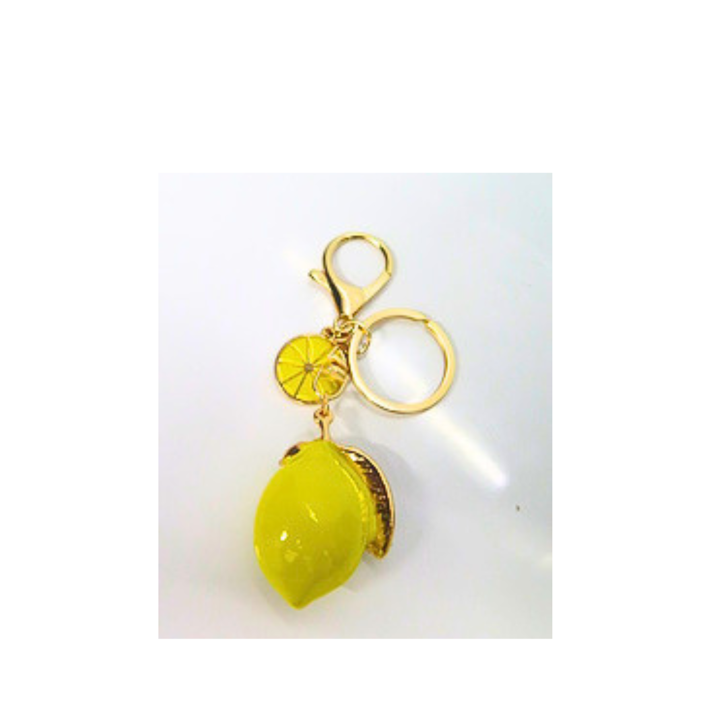 Sparkling Yellow Lemon Bag Charm Keychain with Rhinestone Detail, Cute Citrus Fruit Keychain, Amalfi Coast Aesthetic Purse Accessory, Y2K Coquette Bag Clip, Gift for Her