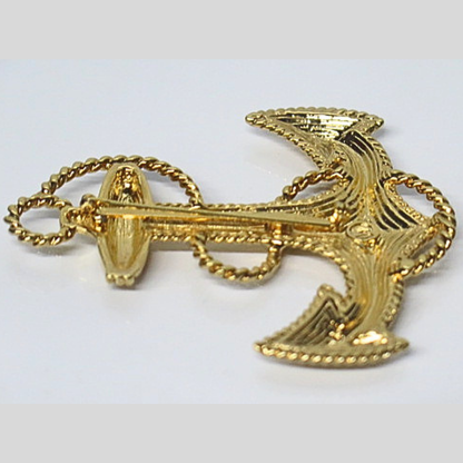 Vintage Style Gold Tone Statement Brooch, Ornate Rope Twist Cross Design Pin, Large Baroque Lapel Brooch, Estate Jewelry Gift for Her