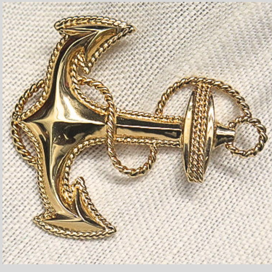 Vintage Style Gold Tone Statement Brooch, Ornate Rope Twist Cross Design Pin, Large Baroque Lapel Brooch, Estate Jewelry Gift for Her