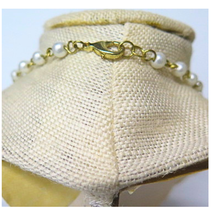 Cameo Pearl Necklace 17" Vintage Tan Pendant White Pearl Chain