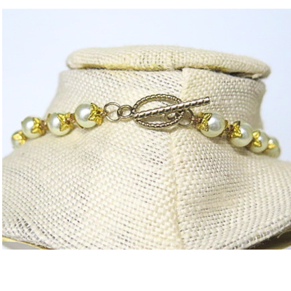 Pearl Butterfly Necklace 18" White Pendant Gold Wire Toggle