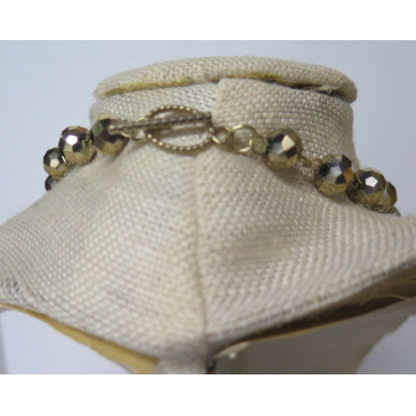Gold Bead Flower Necklace 17" Bronze Pendant Boho Statement