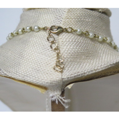 Classic Pearl Necklace 17" Gold Wire Wrap Adjustable Bridal