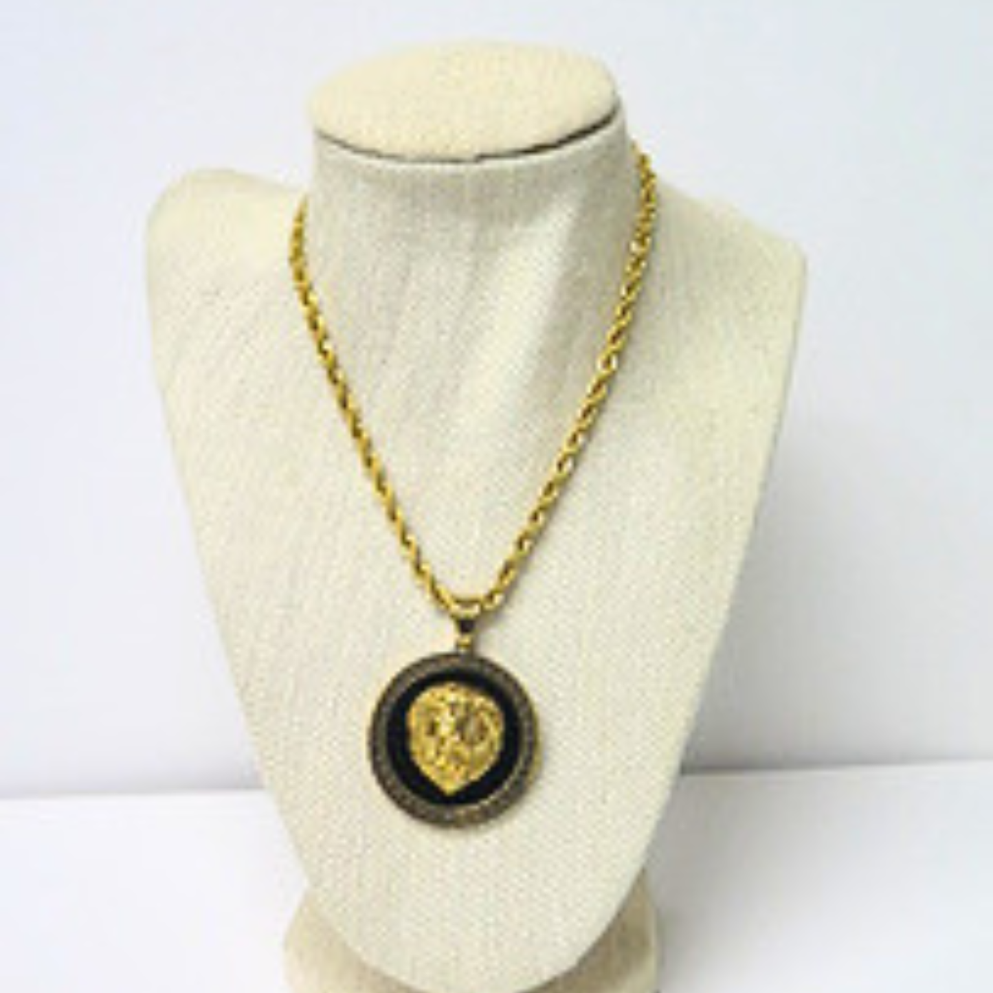 Gold Lion Head Pendant Necklace | Bold Statement Medallion with Greek Key Border | 18 Inch Rope Chain | Unisex Zodiac Leo Jewelry Gift