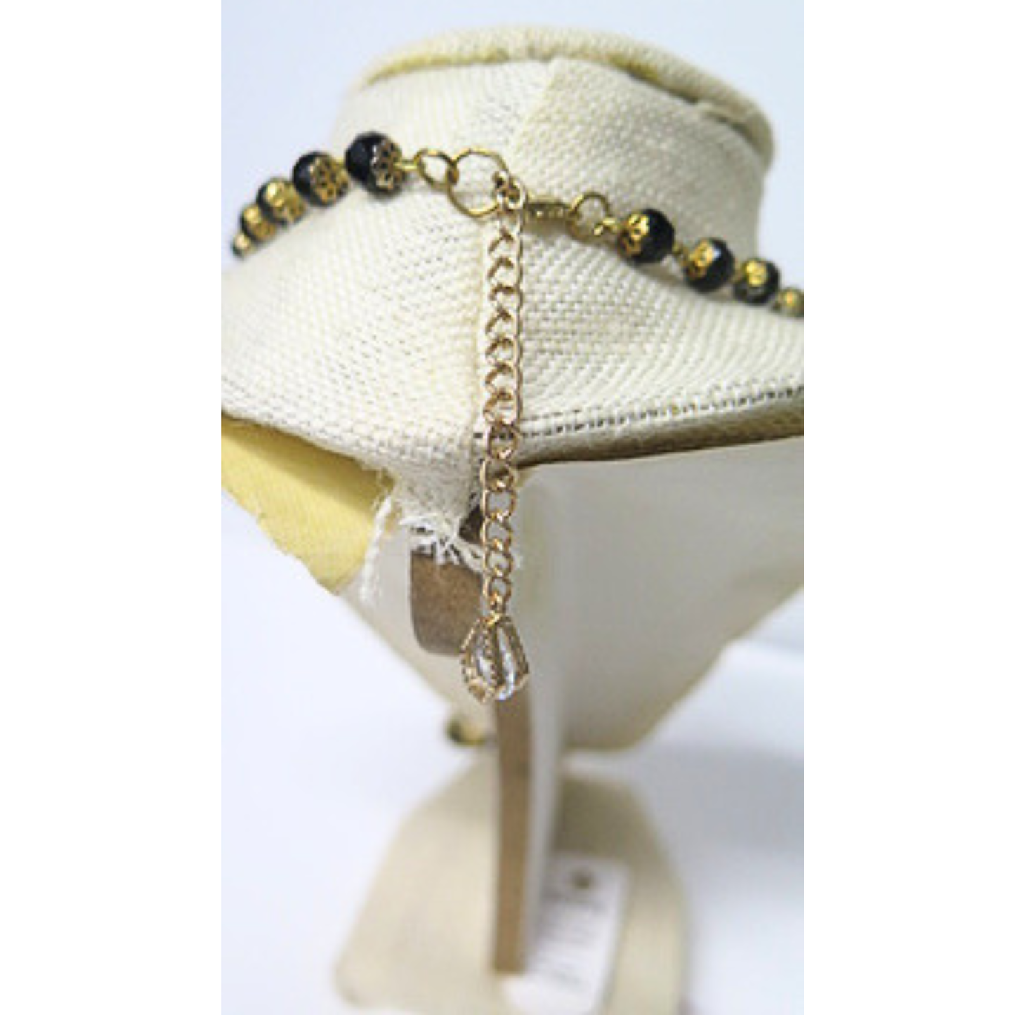 Black Beaded Angel Pendant Necklace | Vintage Style Gold Filigree Rosary Chain with Guardian Angel Medallion | 19 Inch Spiritual Statement Necklace for Women