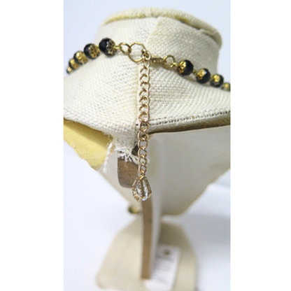 Black Beaded Angel Pendant Necklace | Vintage Style Gold Filigree Rosary Chain with Guardian Angel Medallion | 19 Inch Spiritual Statement Necklace for Women