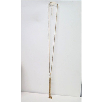 Long Gold Tassel Necklace with Rhinestone Pavé Ball | 32 Inch Chain Necklace with 6 Inch Chain Tassel | Art Deco Glam Statement Necklace for Women