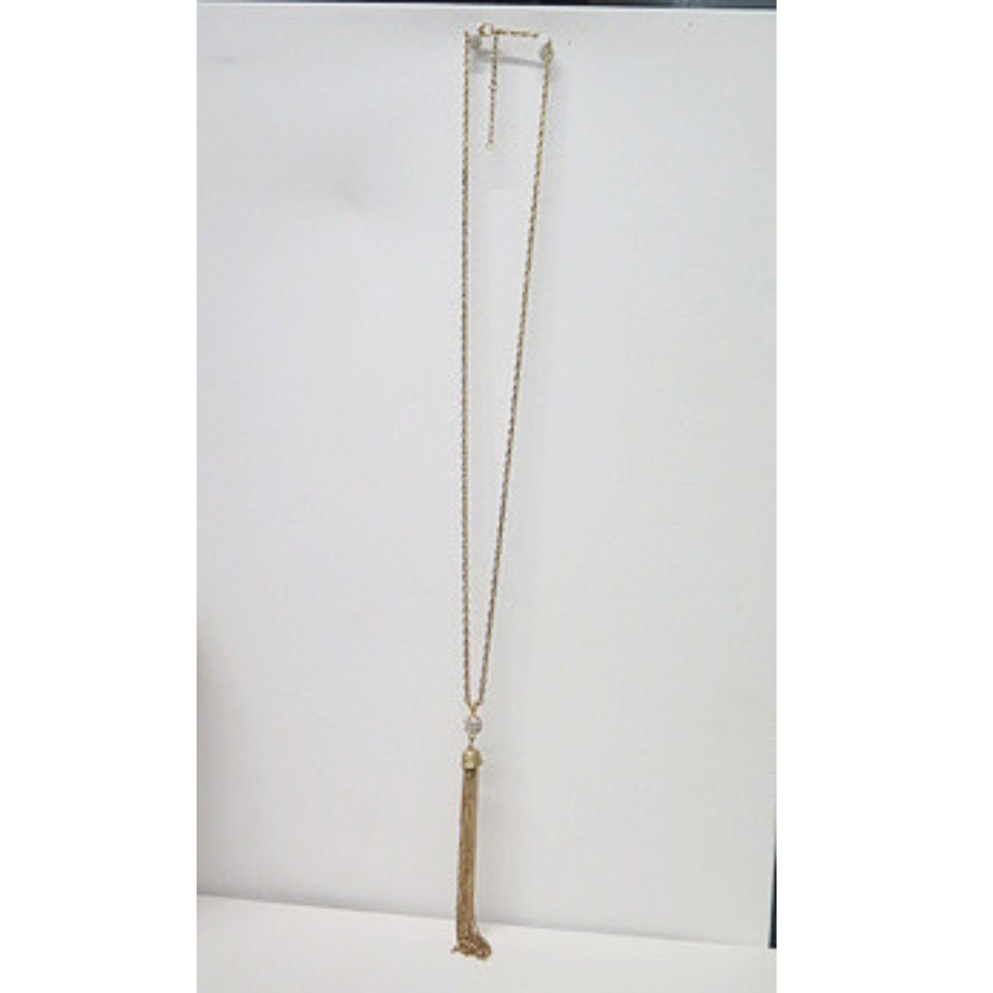 Long Gold Tassel Necklace with Rhinestone Pavé Ball | 32 Inch Chain Necklace with 6 Inch Chain Tassel | Art Deco Glam Statement Necklace for Women