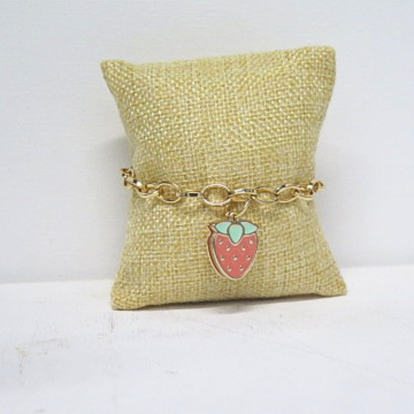 Strawberry Necklace & Adjustable Bracelet Set | Gold Tone Fruit Jewelry Gift for Women & Girls