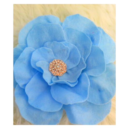 Large Blue Flower Brooch