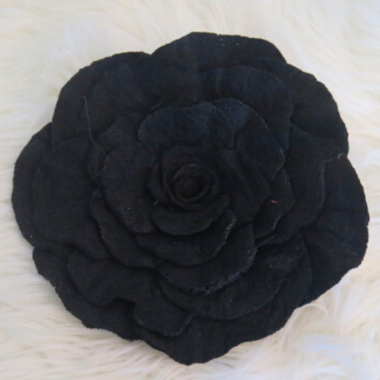 Large Black Flower Brooch