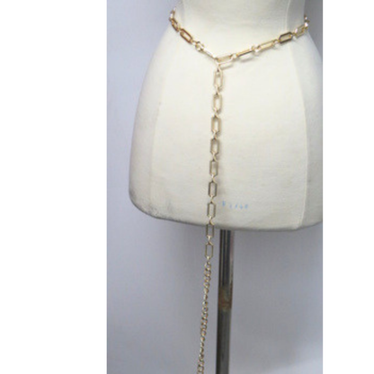DKNY Women’s Gold Tone Chain Belt Adjustable Statement Waist Belt