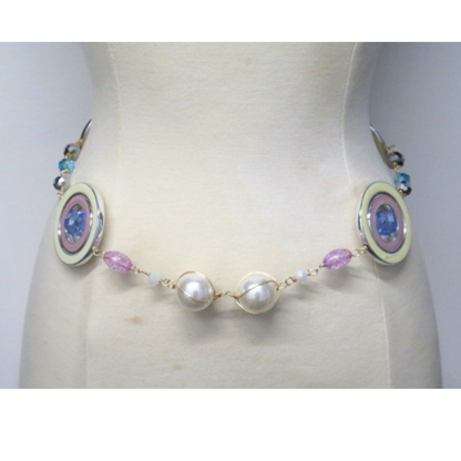 Handmade Multicolor Statement Chain Belt Pearl Beaded Adjustable Waist Belt