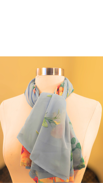 Women's Floral Chiffon Infinity Scarf & Headband Set | Blue Botanical Print | One Size Fits All Accessory Gift Set